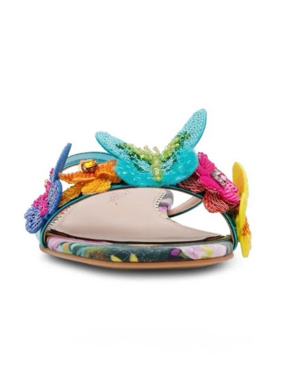 NEW Betsey Johnson Sellena Slide Sandal in Teal Multi Size 8.5” - Picture 4 of 13